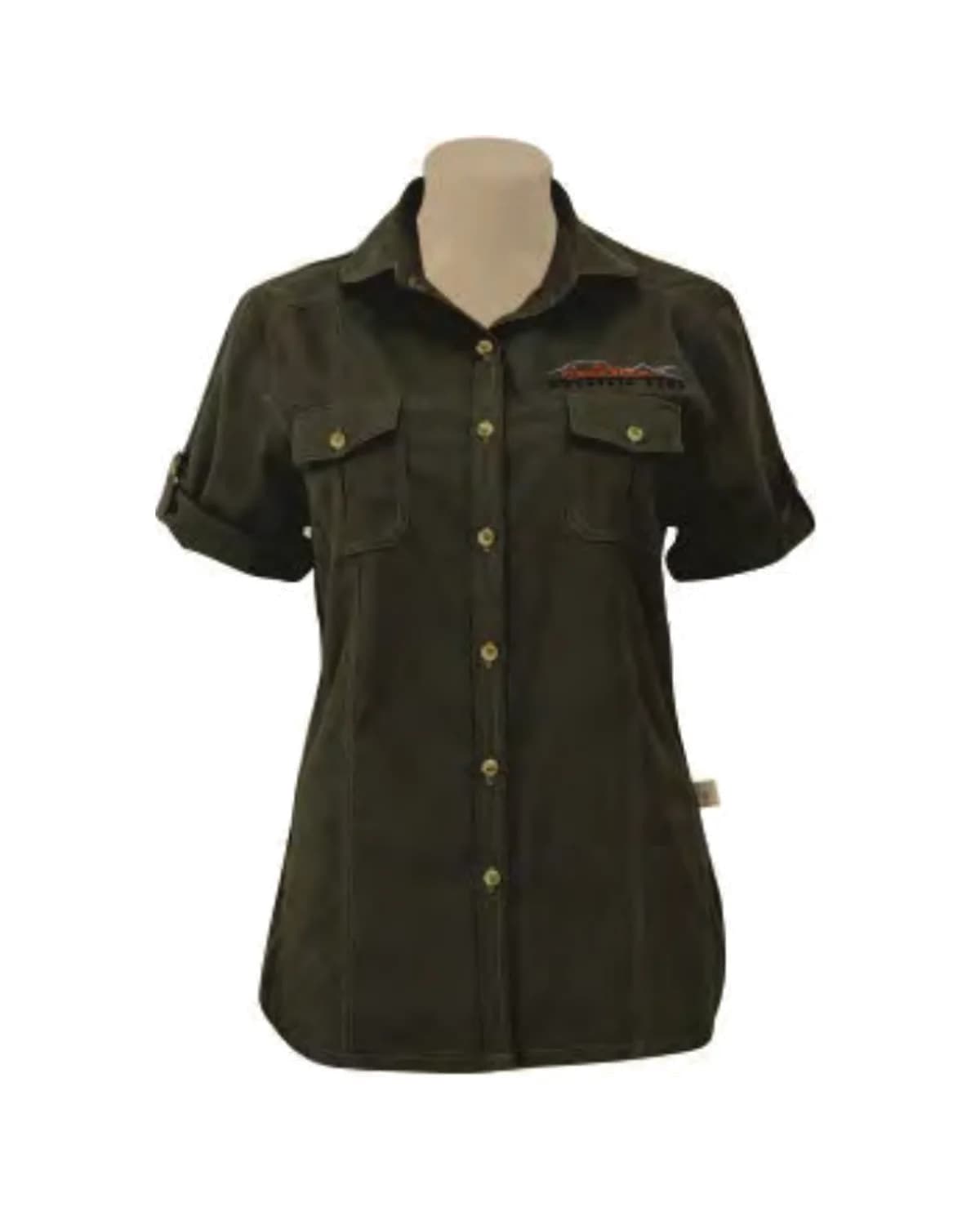 Ladies Safari Bush Shirt with Rounded Collar - Short Sleeve