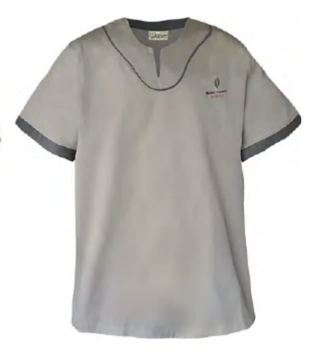 Men's Open Mandarin Collar Service Shirt - Short Sleeve
