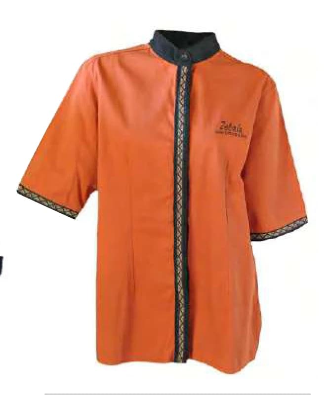 Ladies Button-Up Mandarin Collar Shirt - Short Sleeve