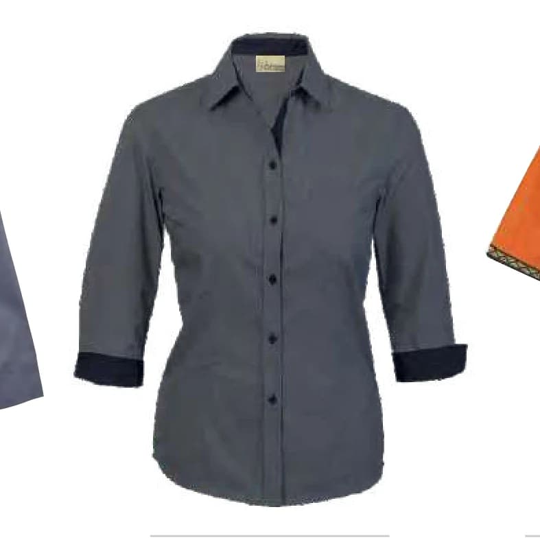 Ladies 3/4 Sleeve Blouse with Contrast Inner Collar & Cuffs