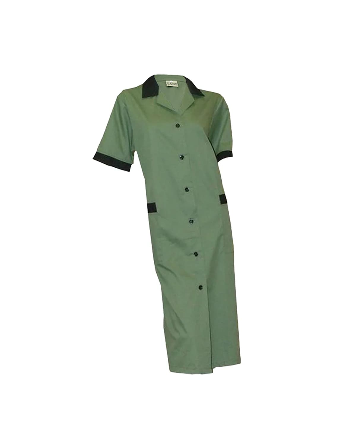 Ladies Contrast Detail Smock: Short Sleeve